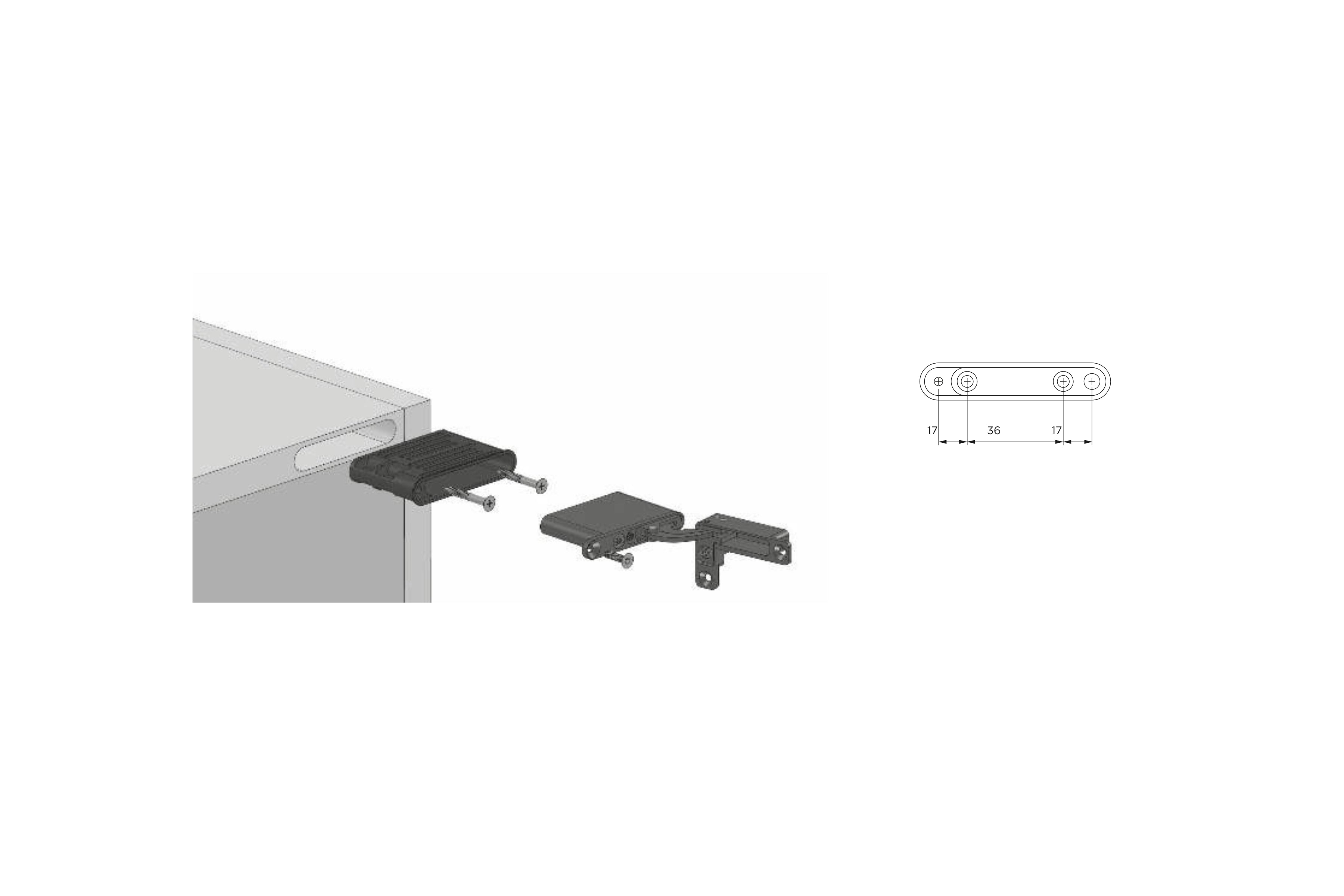 S Profile 20kg - Hinge Fixing Support
