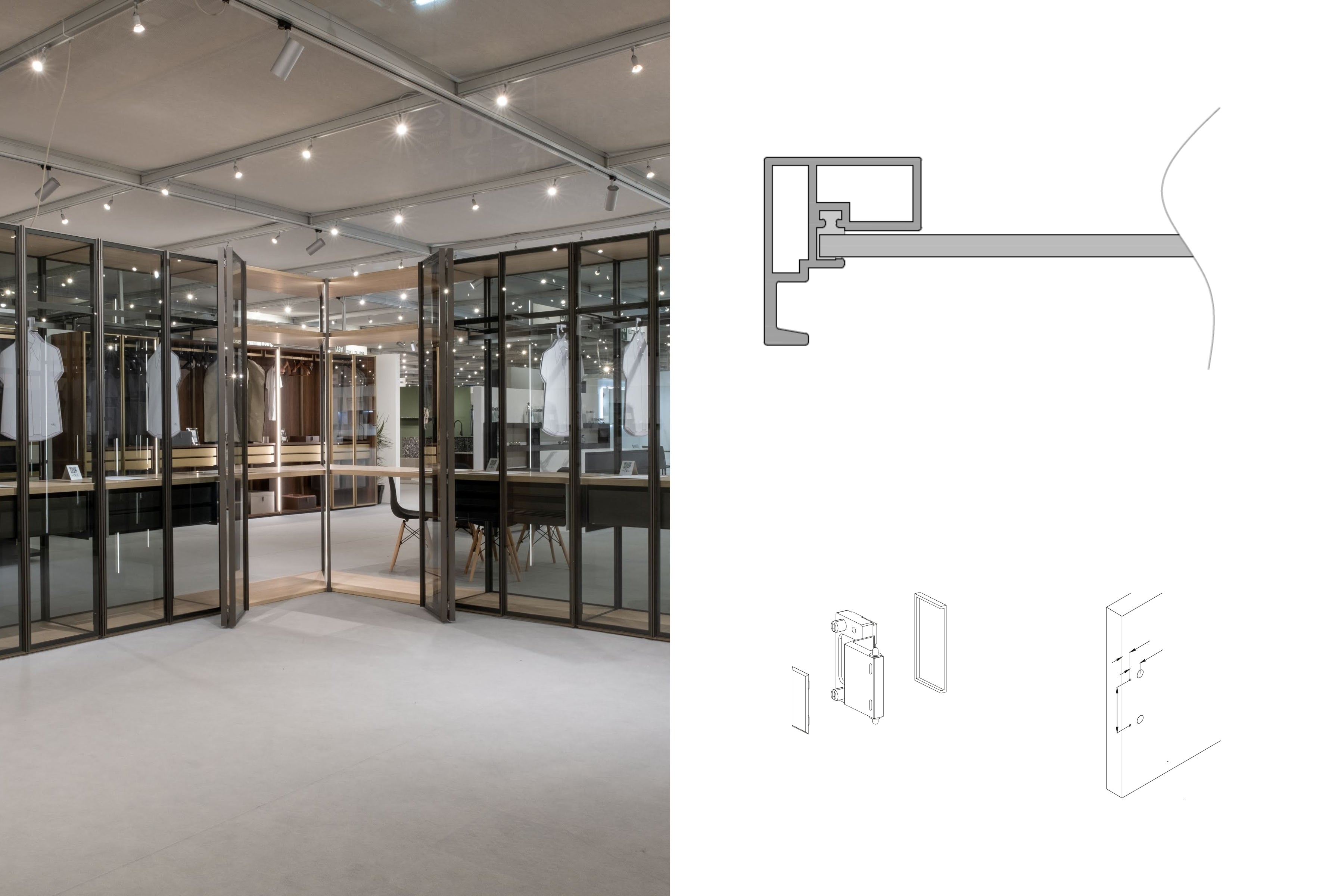 GLIX Light Aluminium Glass Door Profile